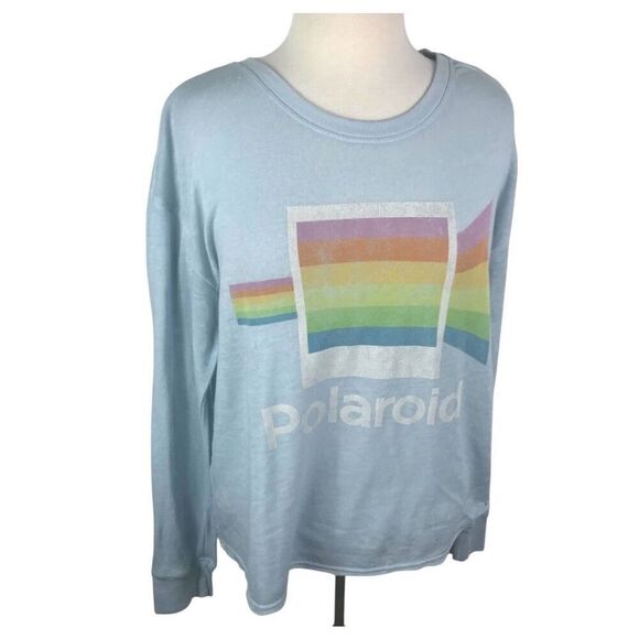 ✨Polaroid Blue Retro Light Crewneck Sz XL Blue Sweatshirt✨ - Picture 3 of 11